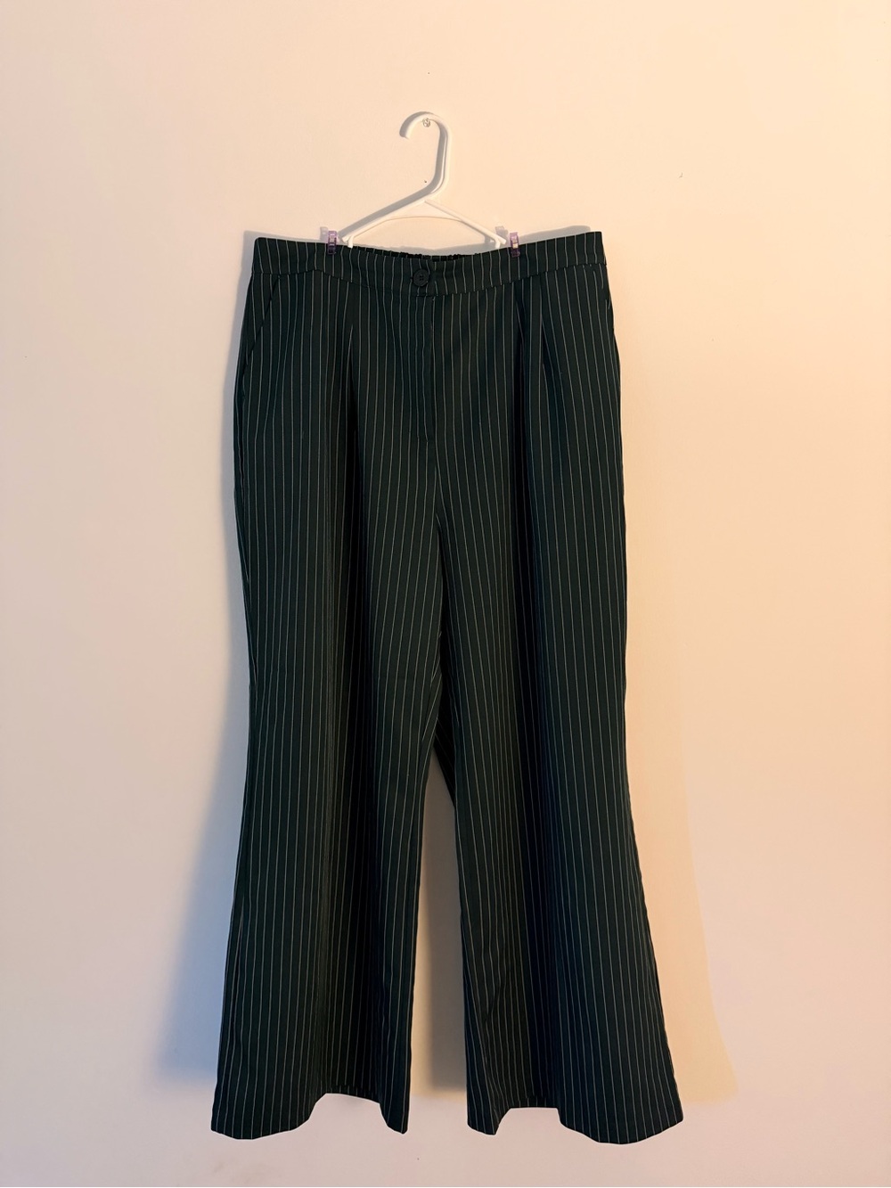 Halara Green Pinstripe Wide-Leg Trousers - XL